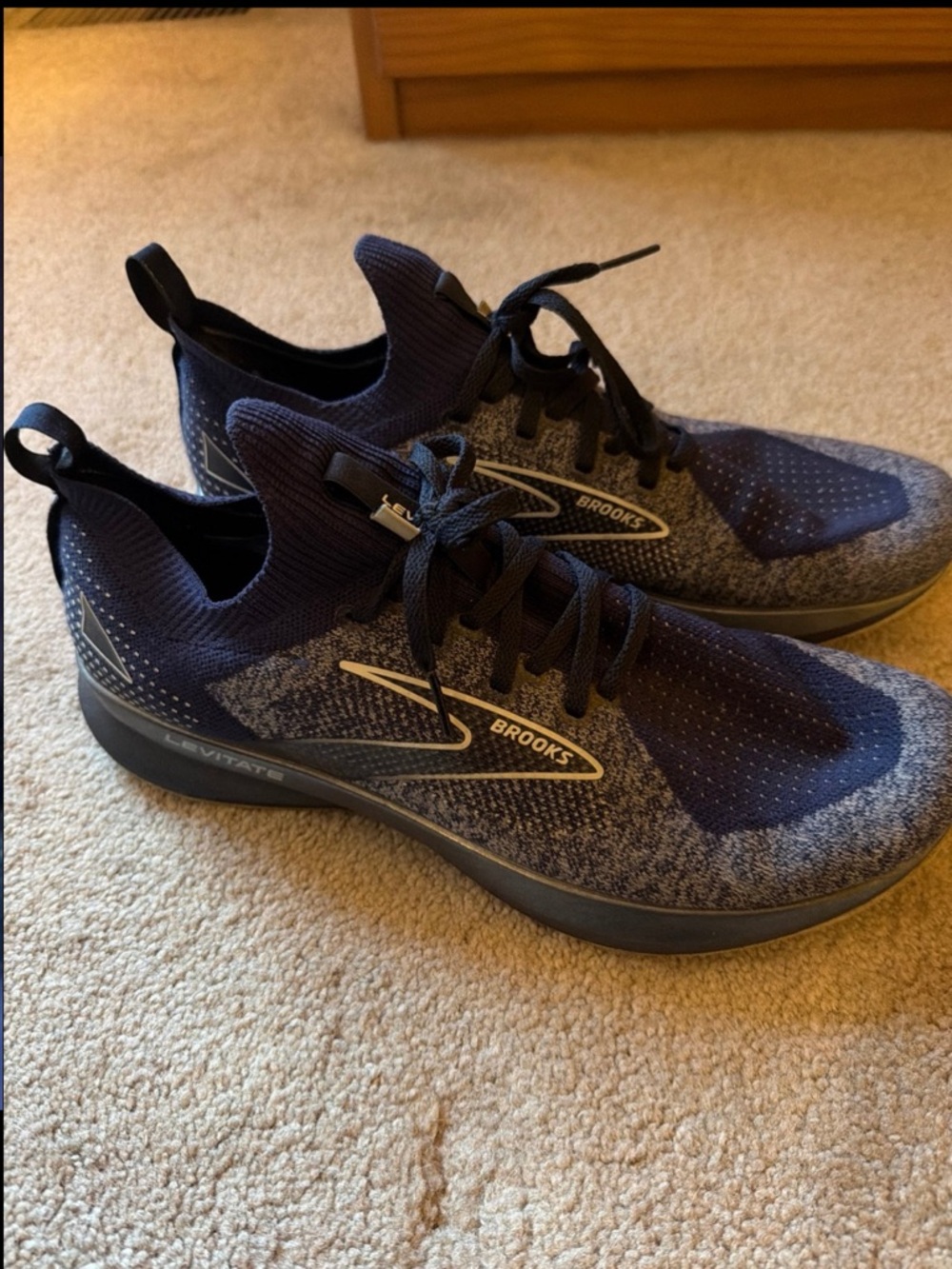Brooks Men’s Levitate Stealth Fit 5 blue and gray shoes! Size Medium 11 D! GUC!